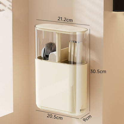Wall-Mounted Dustproof Chopstick & Utensil Holder