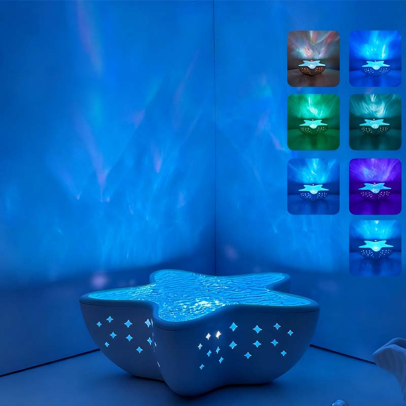 🌊Multi-color adjustment Hot selling atmosphere room decoration starfish wave projection lamp