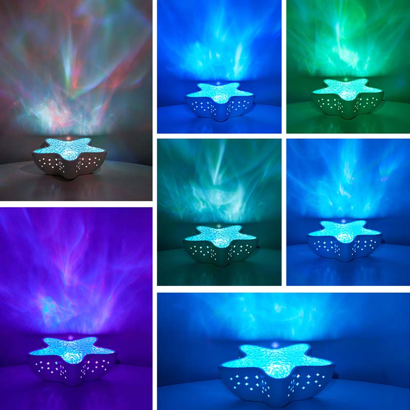 🌊Multi-color adjustment Hot selling atmosphere room decoration starfish wave projection lamp