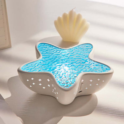 🌊Multi-color adjustment Hot selling atmosphere room decoration starfish wave projection lamp