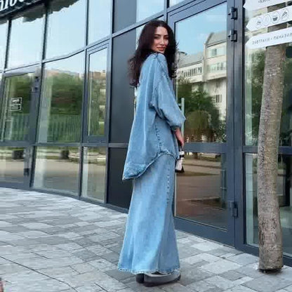 🔥Limited-time offer-Women's Fashion Loose Shirt and Maxi Skirt 2-Piece Set
