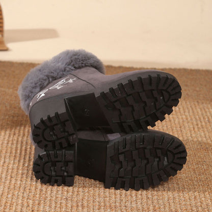 Women's Warm Chunky High Heel Ankle Boots