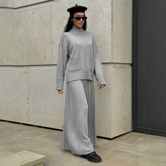🔥Limited-time offer: 50% off-Women's Elegant High-Neck Knit Set