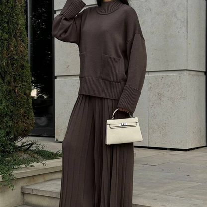 🔥Limited-time offer: 50% off-Women's Elegant High-Neck Knit Set