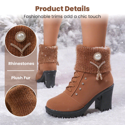 🔥Limited stock available 50% OFF🔥Women's Thick Warm Chunky Heel Boots👢