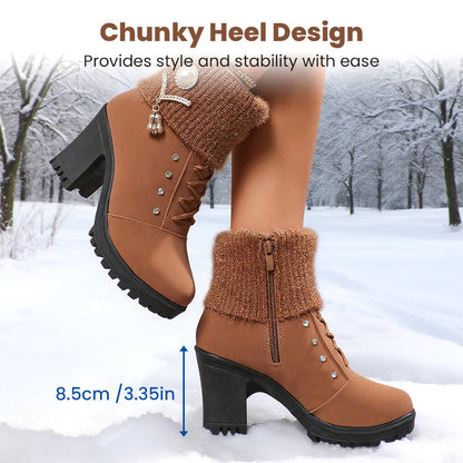 🔥Limited stock available 50% OFF🔥Women's Thick Warm Chunky Heel Boots👢