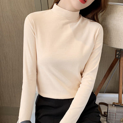 🔥Women's Comfortable Solid Color Half High Neck Long Sleeve Top