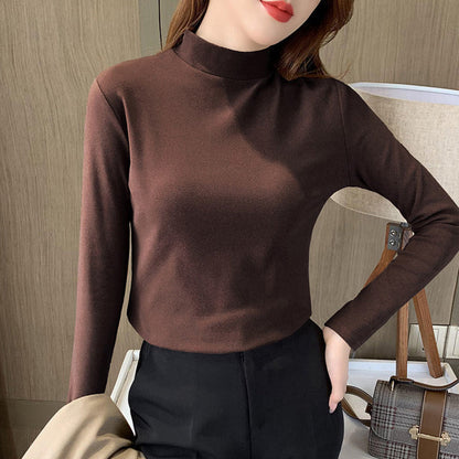 🔥Women's Comfortable Solid Color Half High Neck Long Sleeve Top