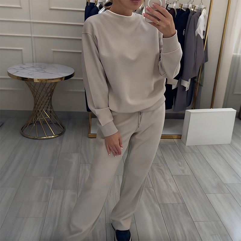 🔥New Arrival 50% Off-Women's Fashion Round Neck Tops ＆ Pants 2-Piece Set
