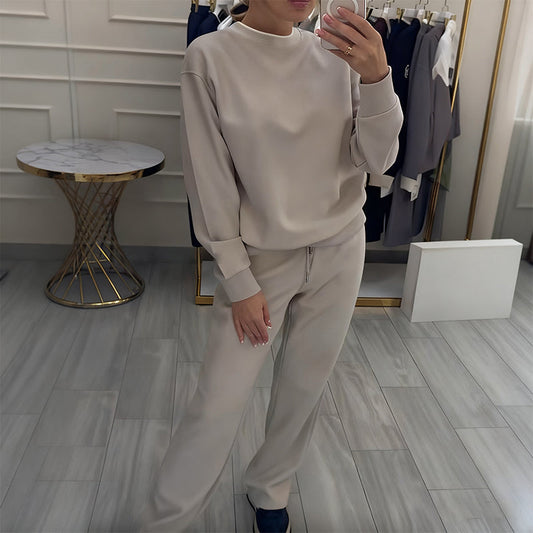 🔥New Arrival 50% Off-Women's Fashion Round Neck Tops ＆ Pants 2-Piece Set