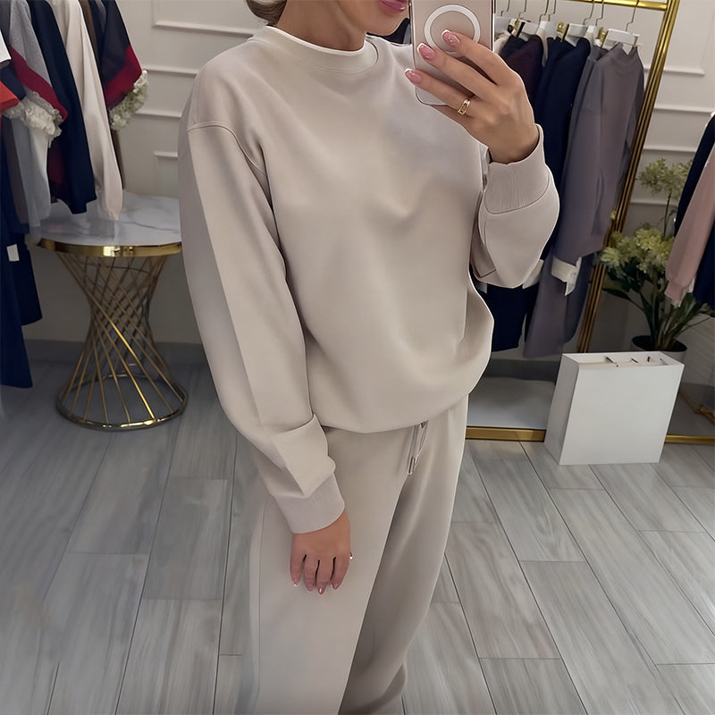 🔥New Arrival 50% Off-Women's Fashion Round Neck Tops ＆ Pants 2-Piece Set
