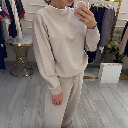 🔥New Arrival 50% Off-Women's Fashion Round Neck Tops ＆ Pants 2-Piece Set