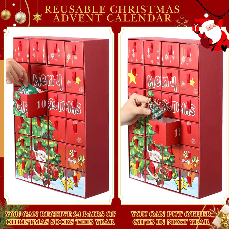🔥LAST DAY SALE 50% OFF🔥 Christmas Sock Advent Calendar Box Gift