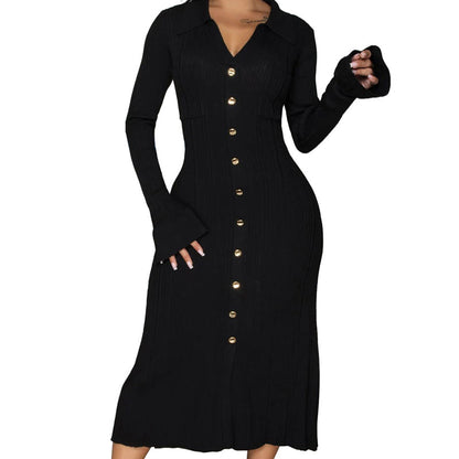 💖LAST DAY PROMOTION - 50%OFF 💖 Women's V-Neck Button Down Long Sleeve Fall Dress