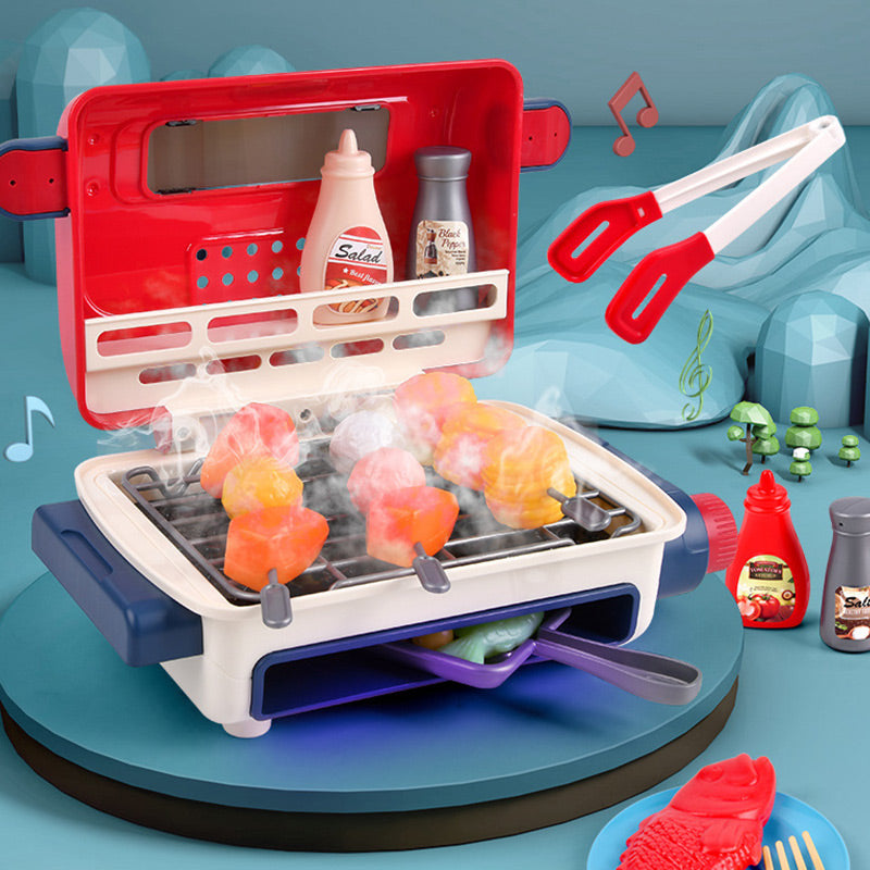 🍖 60% OFF NOW! ✨ Kids BBQ Grill Playset - Realistic Smoke & Sound Effects with 8 Toy Food Items for Imaginative Play 🎵👧🧑