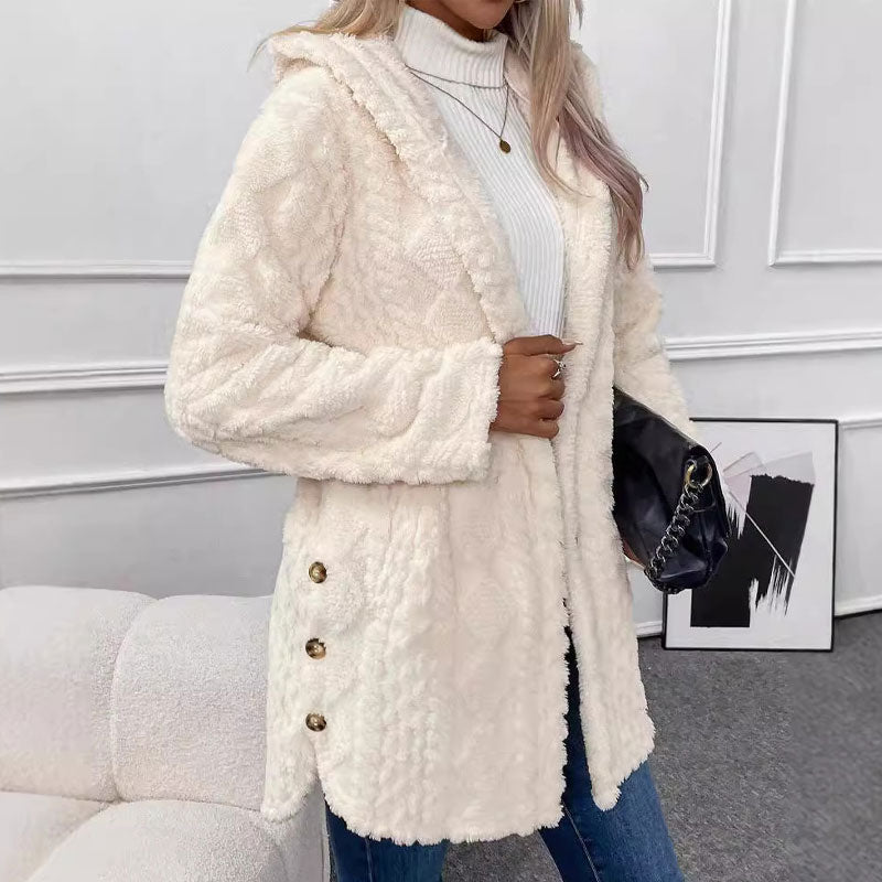 🍁New Fall Collection-Women's Warm Diamond Pattern Hooded Jacket