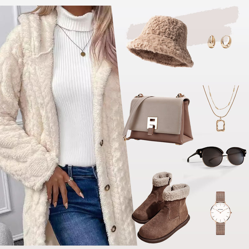 🍁New Fall Collection-Women's Warm Diamond Pattern Hooded Jacket