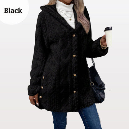 🍁New Fall Collection-Women's Warm Diamond Pattern Hooded Jacket