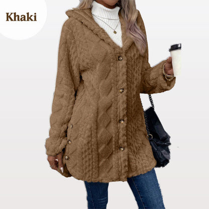 🍁New Fall Collection-Women's Warm Diamond Pattern Hooded Jacket