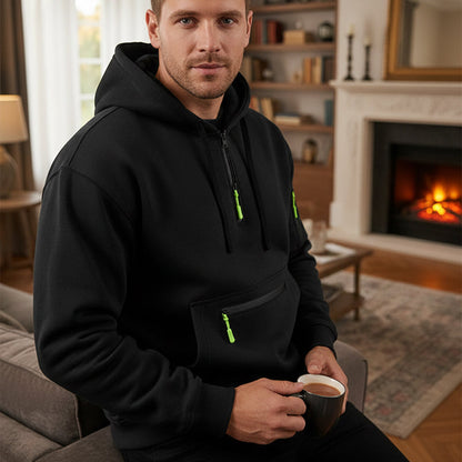 ❄️ Cold-Weather Comfort | Men's Plush-Lined Quarter-Zip Utility Hoodie