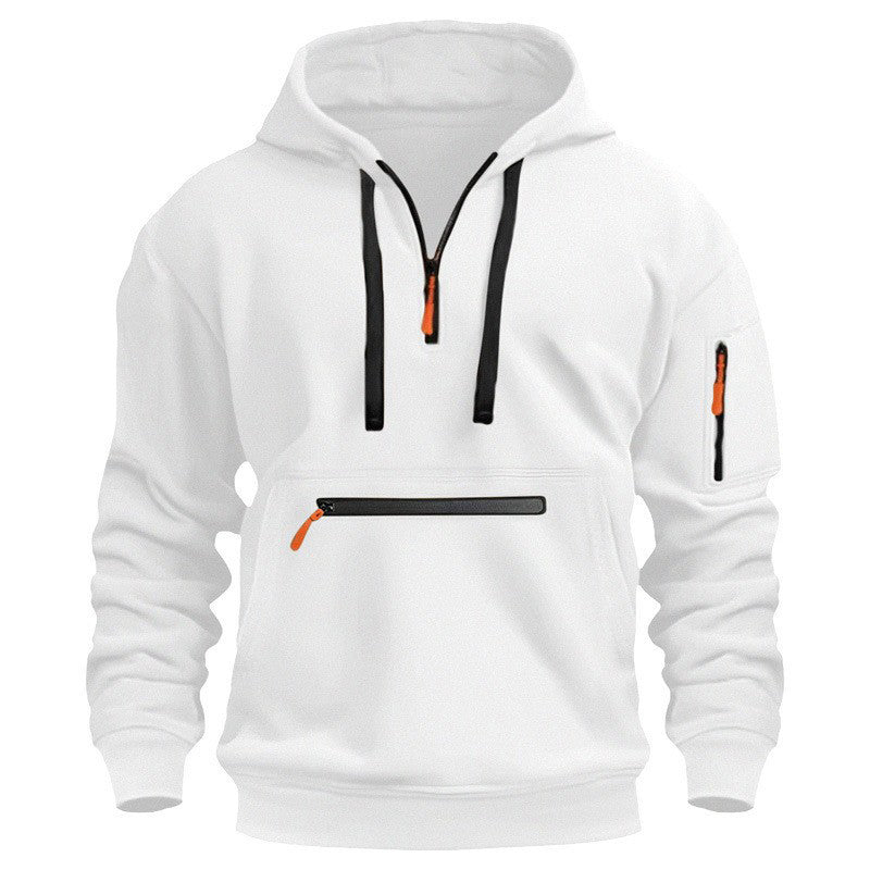 ❄️ Cold-Weather Comfort | Men's Plush-Lined Quarter-Zip Utility Hoodie