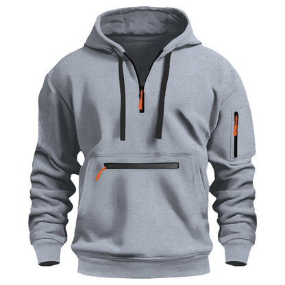 ❄️ Cold-Weather Comfort | Men's Plush-Lined Quarter-Zip Utility Hoodie