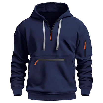 ❄️ Cold-Weather Comfort | Men's Plush-Lined Quarter-Zip Utility Hoodie
