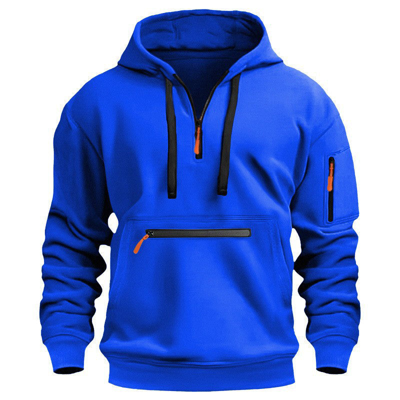 ❄️ Cold-Weather Comfort | Men's Plush-Lined Quarter-Zip Utility Hoodie