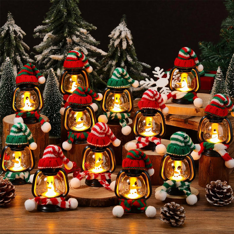 🎅Christmas Specials-Christmas Decoration Mini Snowman Lantern with Hats and Scarves