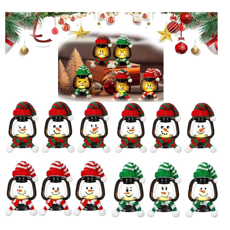 🎅Christmas Specials-Christmas Decoration Mini Snowman Lantern with Hats and Scarves