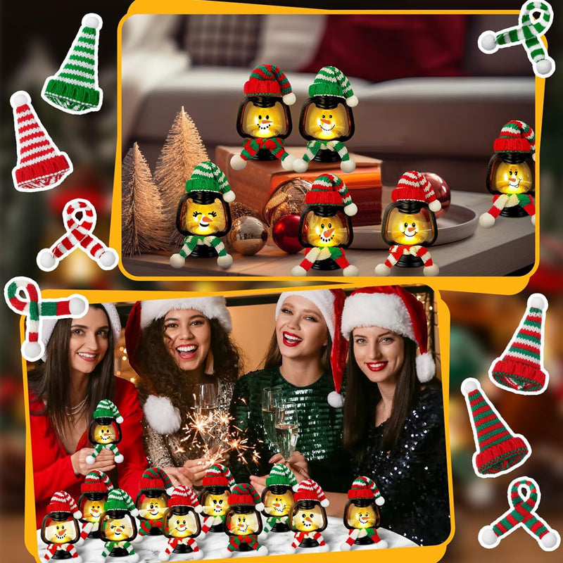 🎅Christmas Specials-Christmas Decoration Mini Snowman Lantern with Hats and Scarves