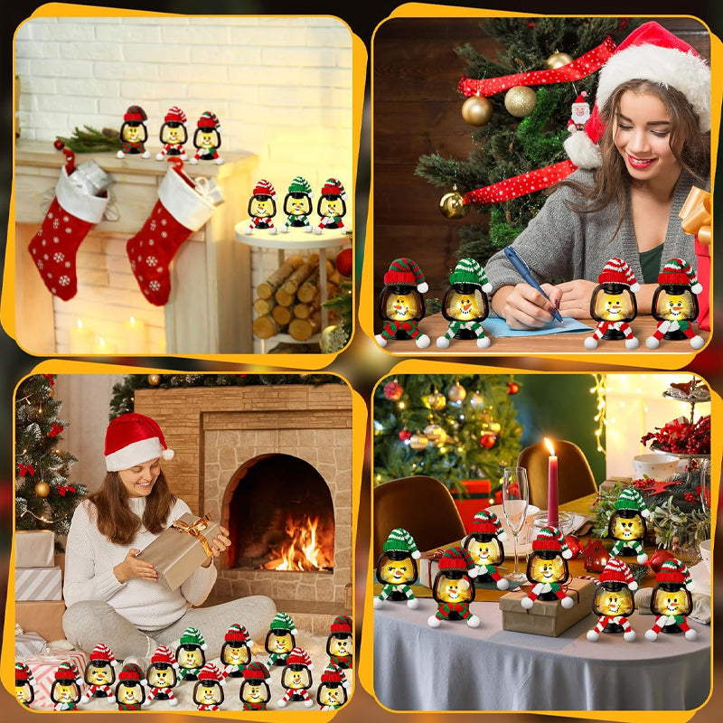 🎅Christmas Specials-Christmas Decoration Mini Snowman Lantern with Hats and Scarves