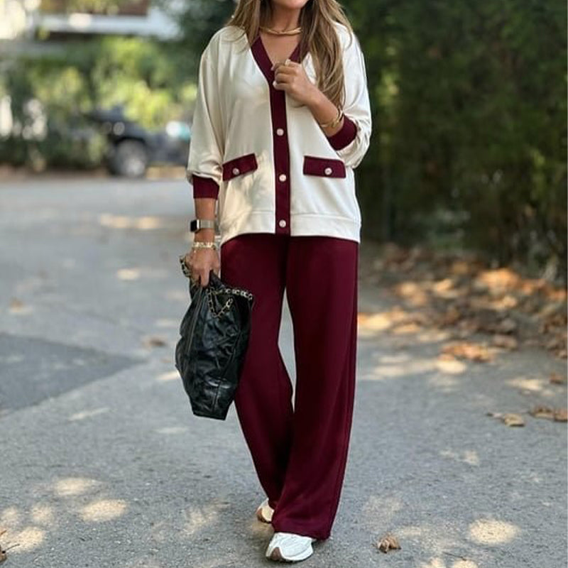 🔥Hot Sale 50% OFF⏳ Women's Casual Color Block Two-Piece Set👚👖