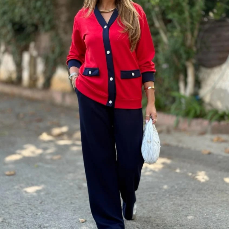 🔥Hot Sale 50% OFF⏳ Women's Casual Color Block Two-Piece Set👚👖