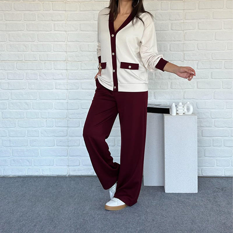 🔥Hot Sale 50% OFF⏳ Women's Casual Color Block Two-Piece Set👚👖