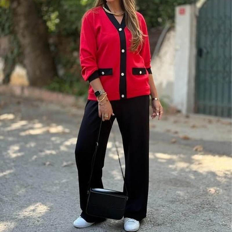 🔥Hot Sale 50% OFF⏳ Women's Casual Color Block Two-Piece Set👚👖