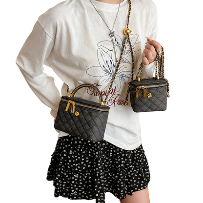 🔥Limited-time offer-Women's Quilted Rhinestone Denim Crossbody Box Bag