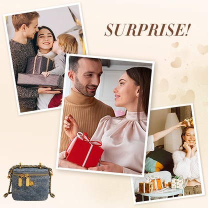 🔥Limited-time offer-Women's Quilted Rhinestone Denim Crossbody Box Bag