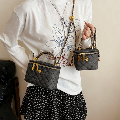 🔥Limited-time offer-Women's Quilted Rhinestone Denim Crossbody Box Bag