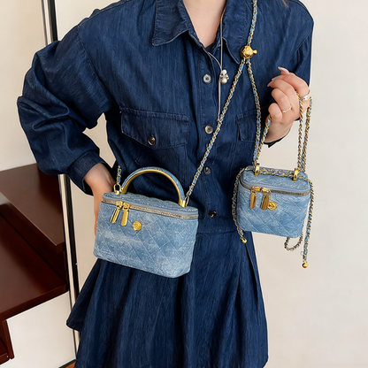 🔥Limited-time offer-Women's Quilted Rhinestone Denim Crossbody Box Bag