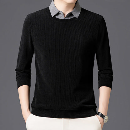 Men's Casual Faux Layered Long Sleeve Top