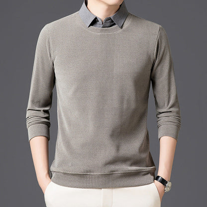 Men's Casual Faux Layered Long Sleeve Top