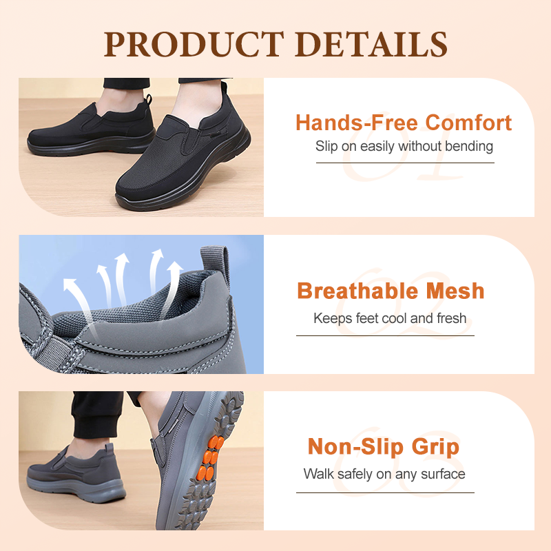 👟40% OFF NOW! ✨ Men's Orthopedic Breathable Slip-On Sneakers - Arch Support with Memory Foam Insoles for All-Day Comfort 🏃‍♂️💨