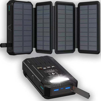 🔥Christmas Limited-Time Offer: 50% OFF!!!🔥20000mAh Solar Power Bank with Foldable Panels, Wireless Charging & LED Flashlight