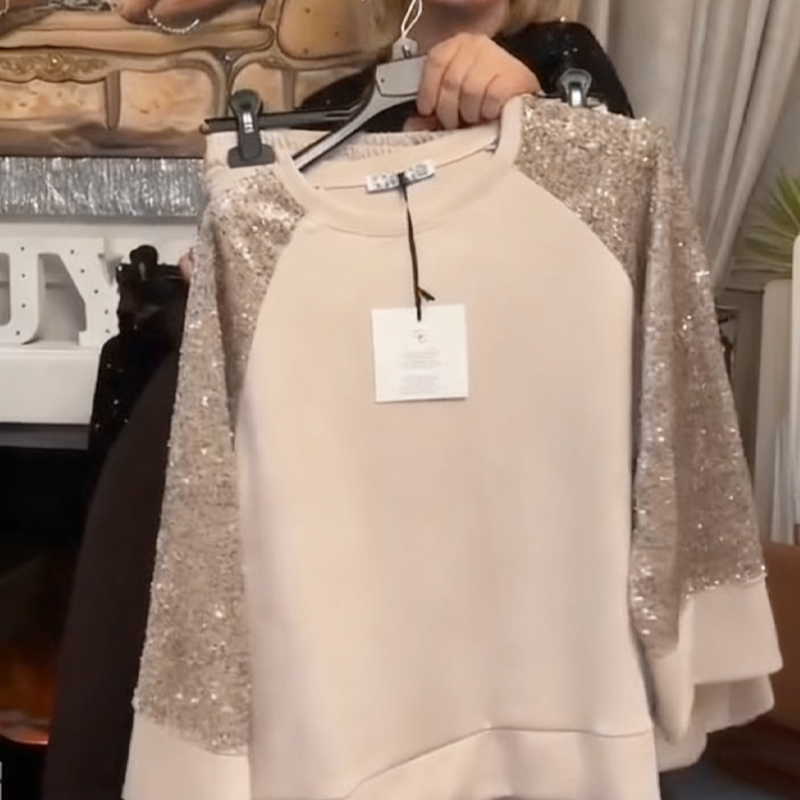 🔥Limited-time offer-Women's Sequin Sleeve Two-Piece Lounge Set