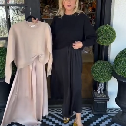 ✨ Women’s Best-Selling 2-Piece Set – Twist-Knot Top & Flowing Maxi Dress 🌸