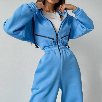 Comfortable Solid Color Women's Hooded Jumpsuit