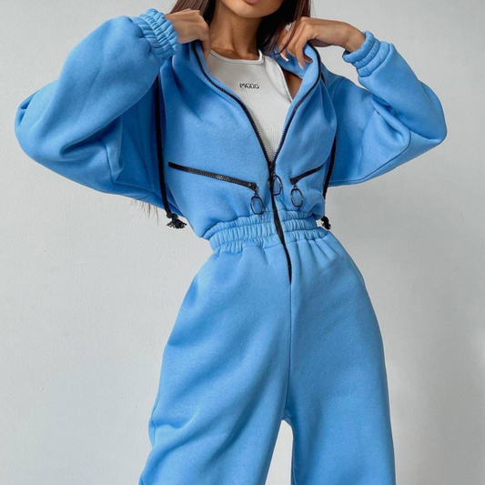 Comfortable Solid Color Women's Hooded Jumpsuit