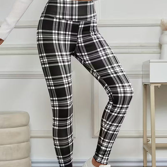 🔥Hot Sale Deals-High-Elasticity Slim Fit Warm Plaid Leggings for Women