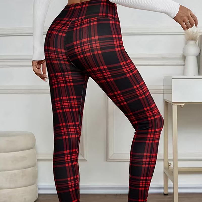 🔥Hot Sale Deals-High-Elasticity Slim Fit Warm Plaid Leggings for Women